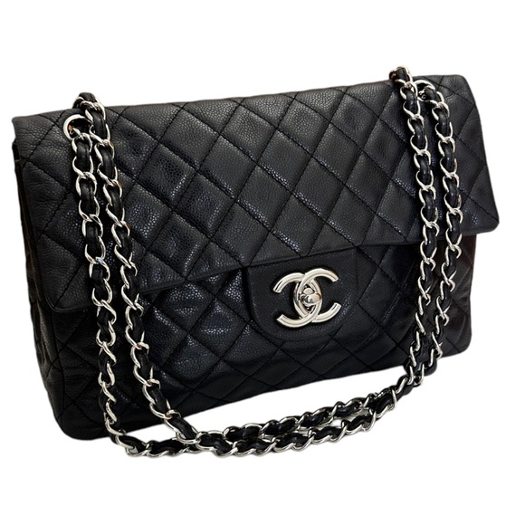💎✨BEAUTIFUL✨💎 Chanel Quilted CC Caviar Leather Black Chain Shoulder … - Picture 3 of 17